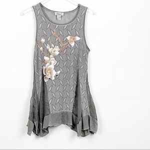 Aris A. Floral Applique Blouse